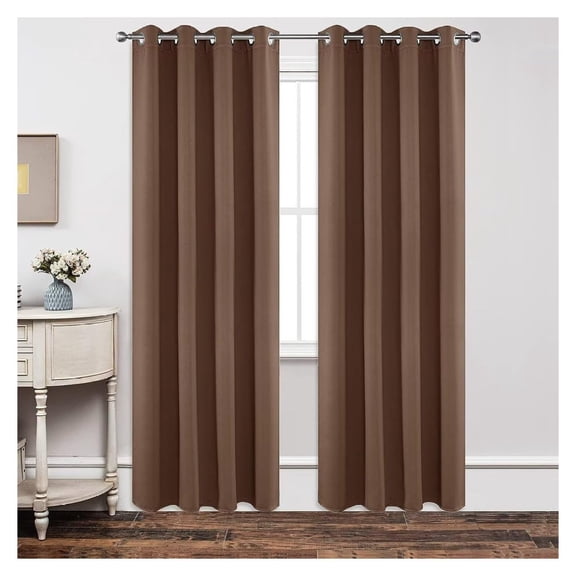 Blackout Curtains 84 inches Long 2 Panels Set, Thermal Insulated Long Curtains & Drapes 2 Burg, Room Darkening Grommet Drapes for Bedroom Living Room Windows (W42 x L84 Inch, Brown)