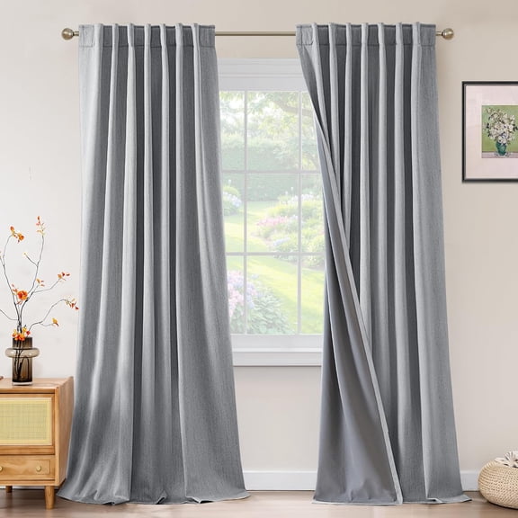 Blackout Curtains 96 inch Length 2 Panels Set 100% Blackout Long Drapes for Bedroom Living Room Darkening Curtain Thermal Insulated Back tab Rod Pocket(W52 x L96 Inch,Glacier Gray)