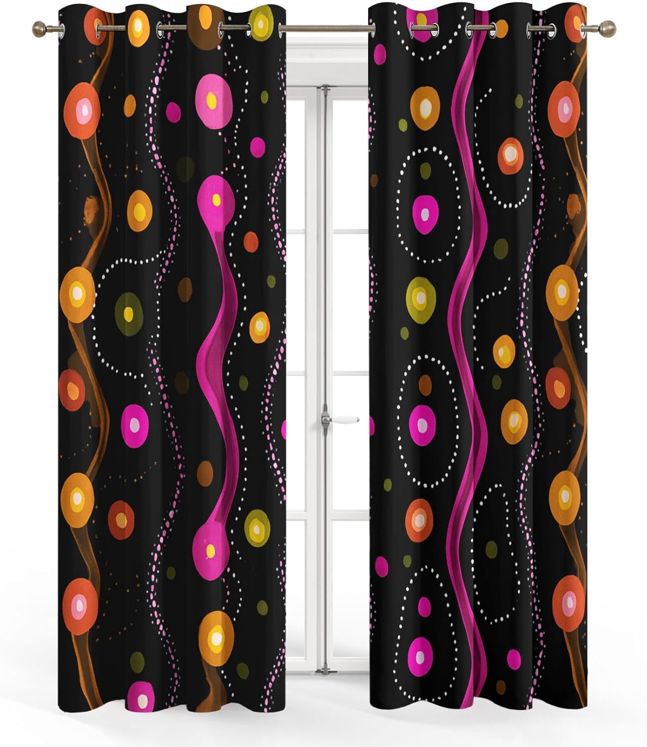Blackout Curtains Abstract Colorful Dots Pattern, Window Drapes for ...