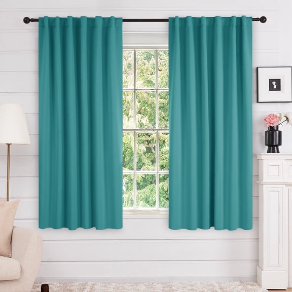Deconovo Back Tab Blackout Curtains for Bedroom, Thermal Curtains, 52x54 inch, Turquoise, 2 Panels