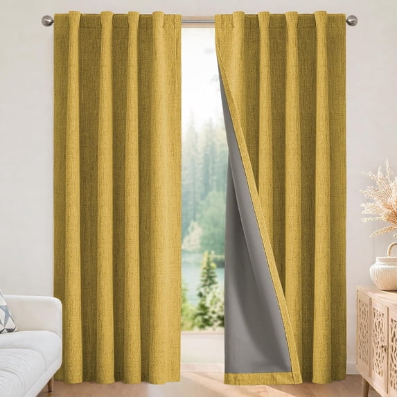 Blackout Curtains for Bedroom - 100% Light Blocking 2 Panels Set Yellow ...