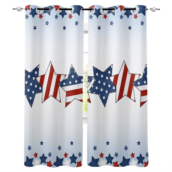 Blackout Curtains for Bedroom, 4th of July Room Darkening Window Drapes for Living Room, American Star Blue Ombre Independence Day Thermal Insulated Grommet Curtains, 52x63 inch, 2 Panels