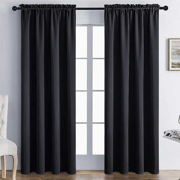 Blackout Curtains for Bedroom 63 Inches Long - Black Room Darkening Thermal Insulated Sunlight Blocking Grommet Window Drapes for Kids Boys Room, 42 x 63 Inch Spring 2025