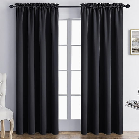 Blackout Curtains for Bedroom 63 Inches Long - Black Room Darkening Thermal Insulated Sunlight Blocking Grommet Window Drapes for Kids Boys Room, 42 x 63 Inch Spring 2025