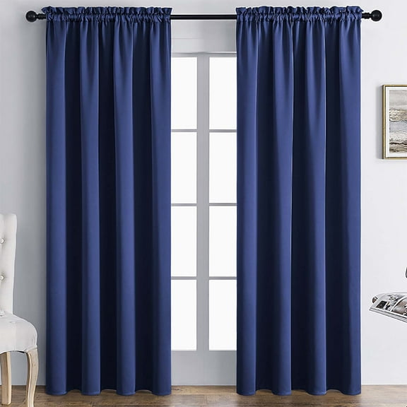 Blackout Curtains for Bedroom 63 Inches Long - Blue Room Darkening Thermal Insulated Sunlight Blocking Grommet Window Drapes for Kids Boys Room, Set of Panels, 42 x 63 Inch