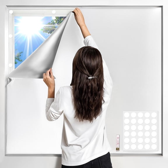 Blackout Curtains for Bedroom 79" x 57", Portable Window Blinds No Drill Room Darkening 100% Blackout Shades Temporary Blackout Window Cover for Nursery Travel RV (Silver-Silver)