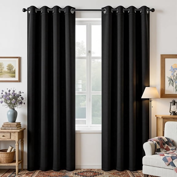 Blackout Curtains for Bedroom 84 Inch - Black Out Curtains with Grommets Thermal Insulated Room Darkening Light Blocking, Noise Reducing & Wrinkle-Free Drapes for Living Room Windows, 2 Panels
