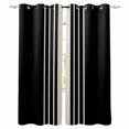 thumbnail image 1 of Blackout Curtains for Bedroom, Black Beige Striped Room Darkening Window Drapes for Living Room, Modern Farmhouse Retro Lines Thermal Insulated Grommet Curtains, 42x84 inch, 2 Panels, 1 of 9