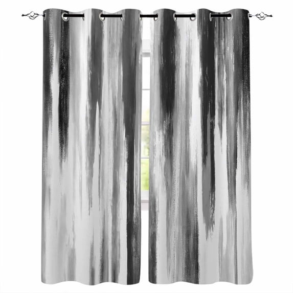 Blackout Curtains for Bedroom, Black Gray White Room Darkening Window Drapes for Living Room, Vintage Rustic Abstract Ombre Aesthetic Thermal Insulated Grommet Curtains, 42x84 inch, 2 Panels