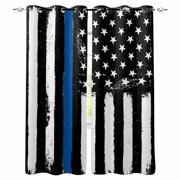 Blackout Curtains for Bedroom, Blue American Flag Room Darkening Window Drapes for Living Room, Black White Stars Stripe US Flag Thermal Insulated Grommet Curtains, 42x45 inch, 2 Panels
