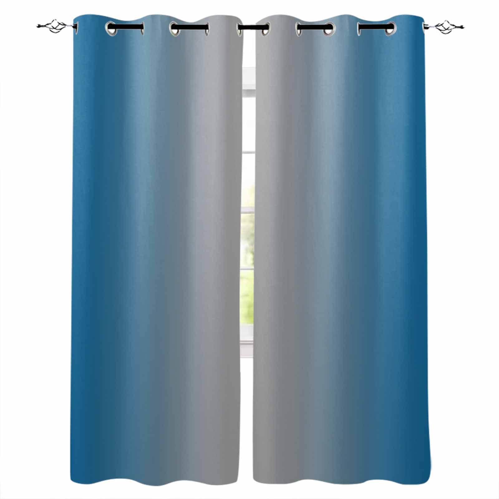 Blackout Curtains for Bedroom, Blue Grey Ombre Room Darkening Window ...