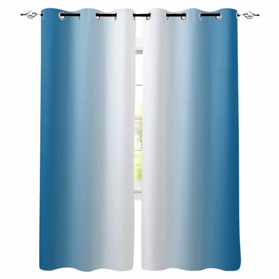 Blackout Curtains for Bedroom, Blue Ombre Room Darkening Window Drapes for Living Room, Blue White Gradient Modern Abstract Art Thermal Insulated Grommet Curtains, 42x45 inch, 2 Panels