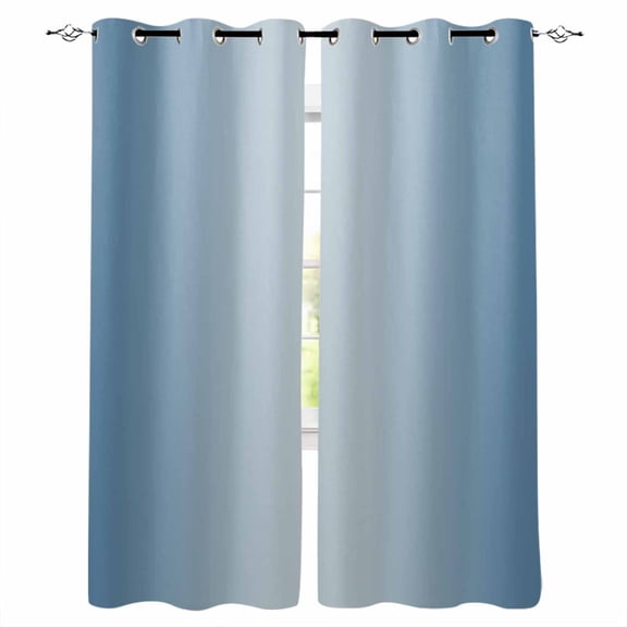Blackout Curtains for Bedroom, Blue Ombre Room Darkening Window Drapes for Living Room, Modern Gradient Abstract Art Thermal Insulated Grommet Curtains, 42x84 inch, 2 Panels