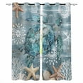 thumbnail image 1 of Blackout Curtains for Bedroom, Blue Turtle Coastal Room Darkening Window Drapes for Living Room, Summer Beach Ocean Starfish Coral Thermal Insulated Grommet Curtains, 52x96 inch, 2 Panels, 1 of 9