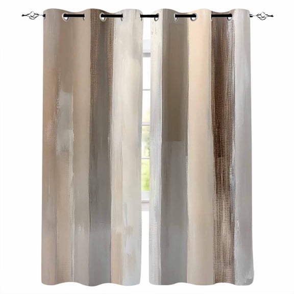 Blackout Curtains for Bedroom, Brown Grey Room Darkening Window Drapes for Living Room, Abstract Neutral Textured Modern Minimalist Thermal Insulated Grommet Curtains, 27.5x39 inch, 2 Panels