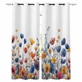 thumbnail image 1 of Blackout Curtains for Bedroom, Colorful Spring Floral Room Darkening Window Drapes for Living Room, Elegant Summer Botanical Watercolor Thermal Insulated Grommet Curtains, 52x54 inch, 2 Panels, 1 of 9