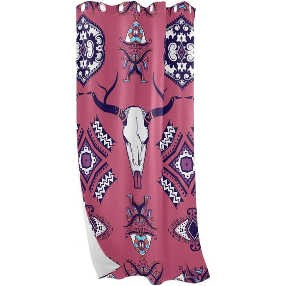 Blackout Curtains for Bedroom Curtains for Bedroom Living Room 84" Wild Buffalo Skull in Henna Tattoo Art Style Curtains for Sliding Glass Door Grommet Window Curtains Privacy Protect Room