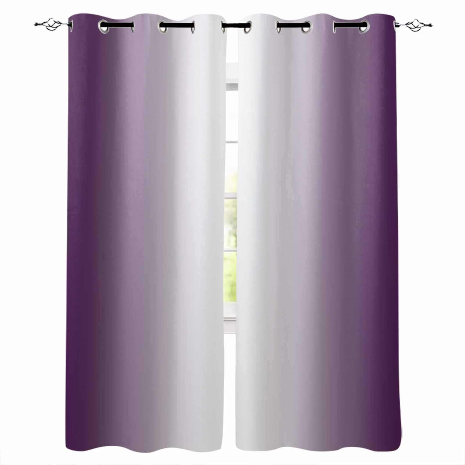 Blackout Curtains for Bedroom, Dark Purple Ombre Room Darkening Window ...