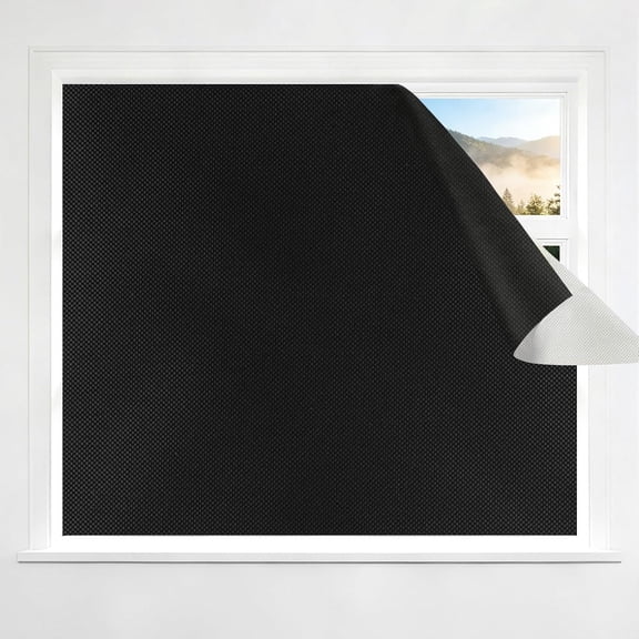 Blackout Curtains for Bedroom, No Drill Window Shades, Portable DIY Blackout Blinds with Stickers & Tabs for Travel, RV, Dorm,  & Media Room (57" x 39", Black)
