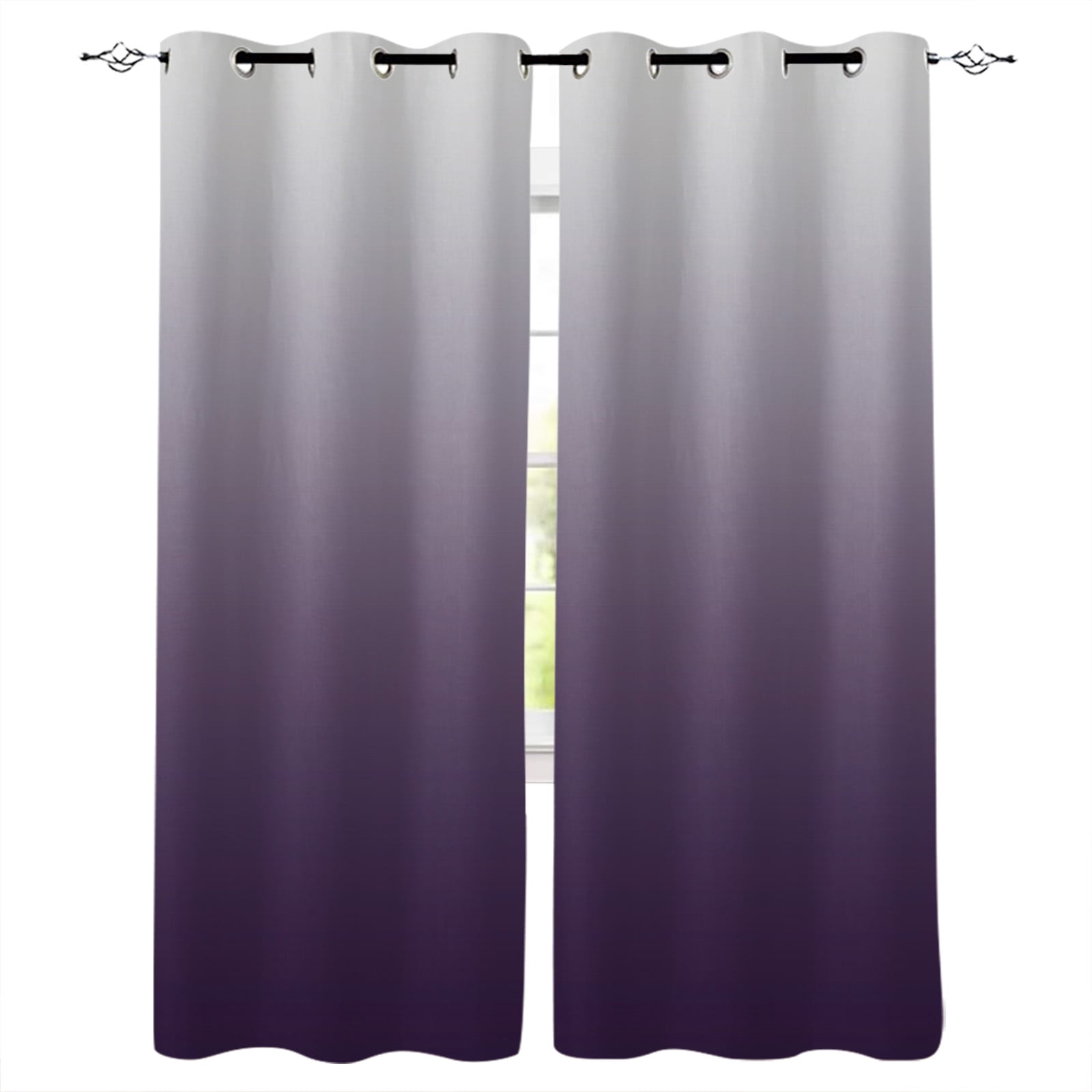 Blackout Curtains for Bedroom, Grey Purple, Room Darkening Window ...