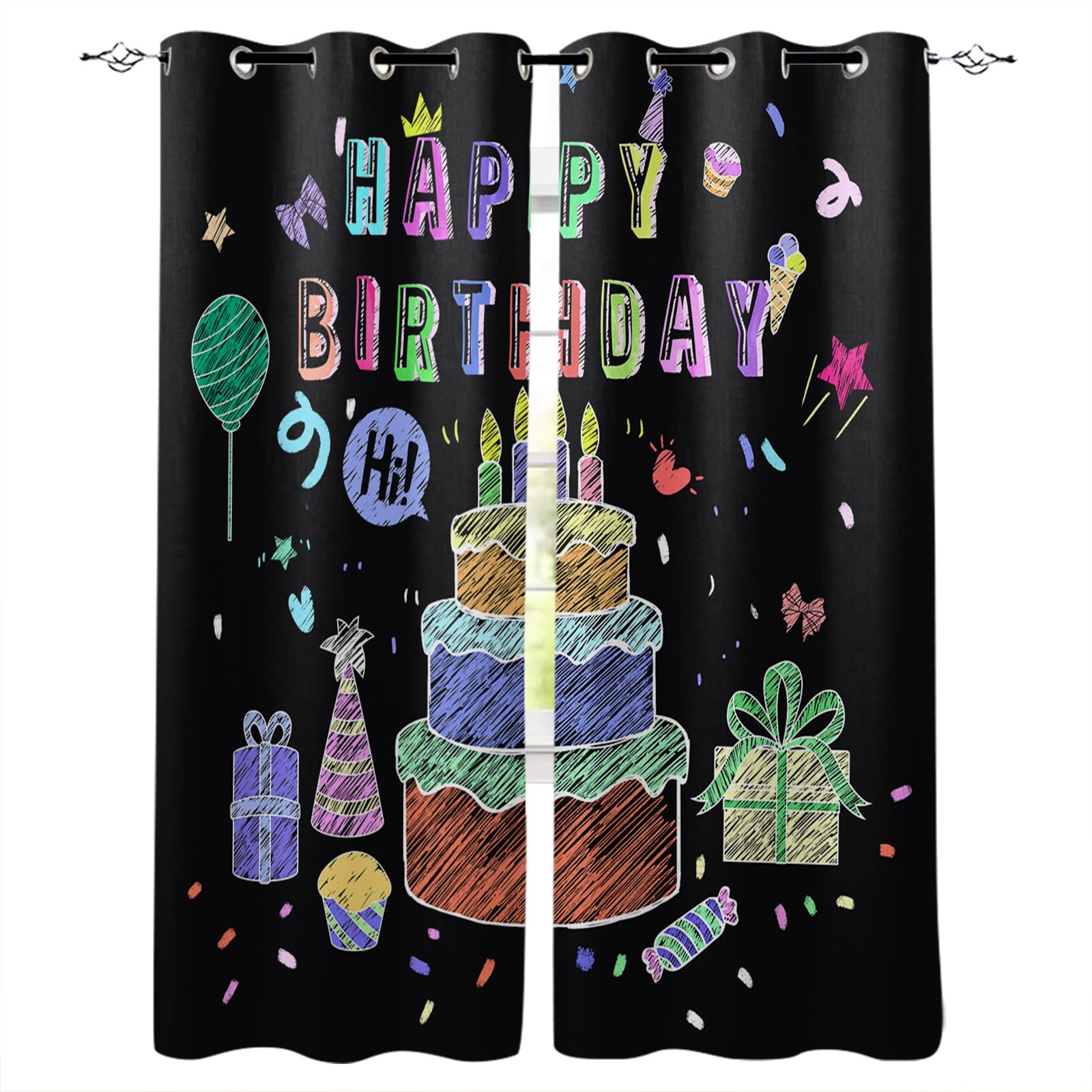 Hapy Rommet Blackout Curtains for Bedroom, Happy Birthday Room Darkening Window ...