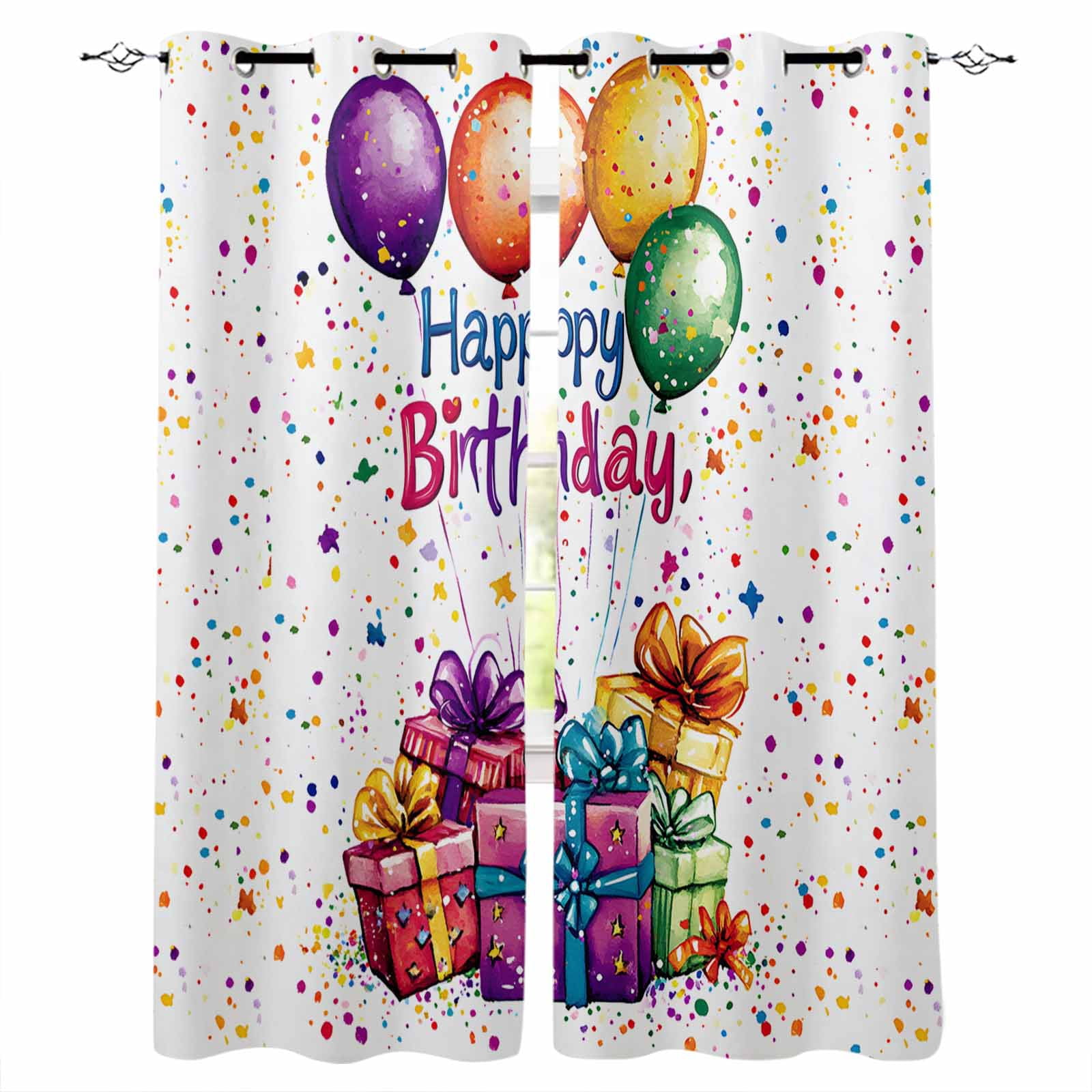 Hapy Rommet Blackout Curtains for Bedroom, Happy Birthday Room Darkening Window ...
