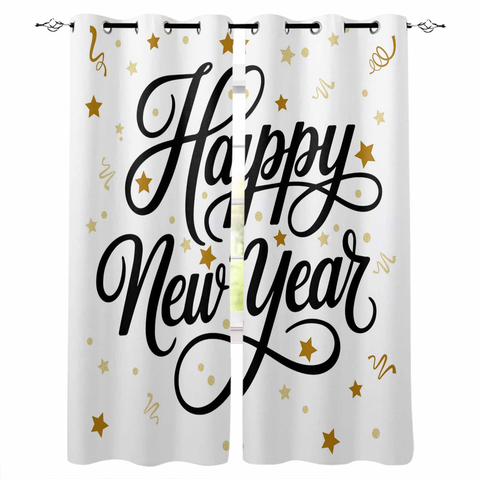 Hapy Rommet Blackout Curtains for Bedroom, Happy New Years Room Darkening Window ...