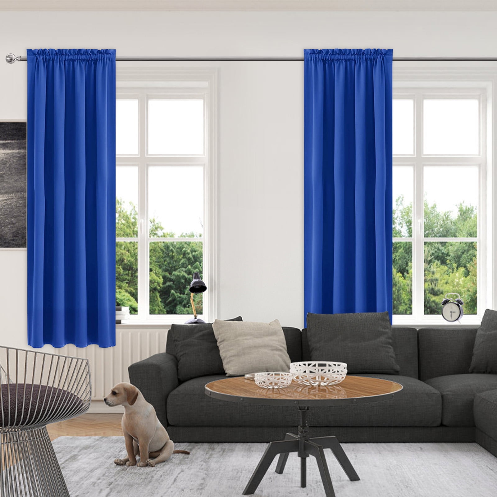 Blackout Curtains for Bedroom,Heat Blocking Thermal Curtains,Thermal Insulated,Energy Saving & Noise Reducing Curtains for Living Room/Kitchen(Blue 84*42in/Side)from ANMUYUM