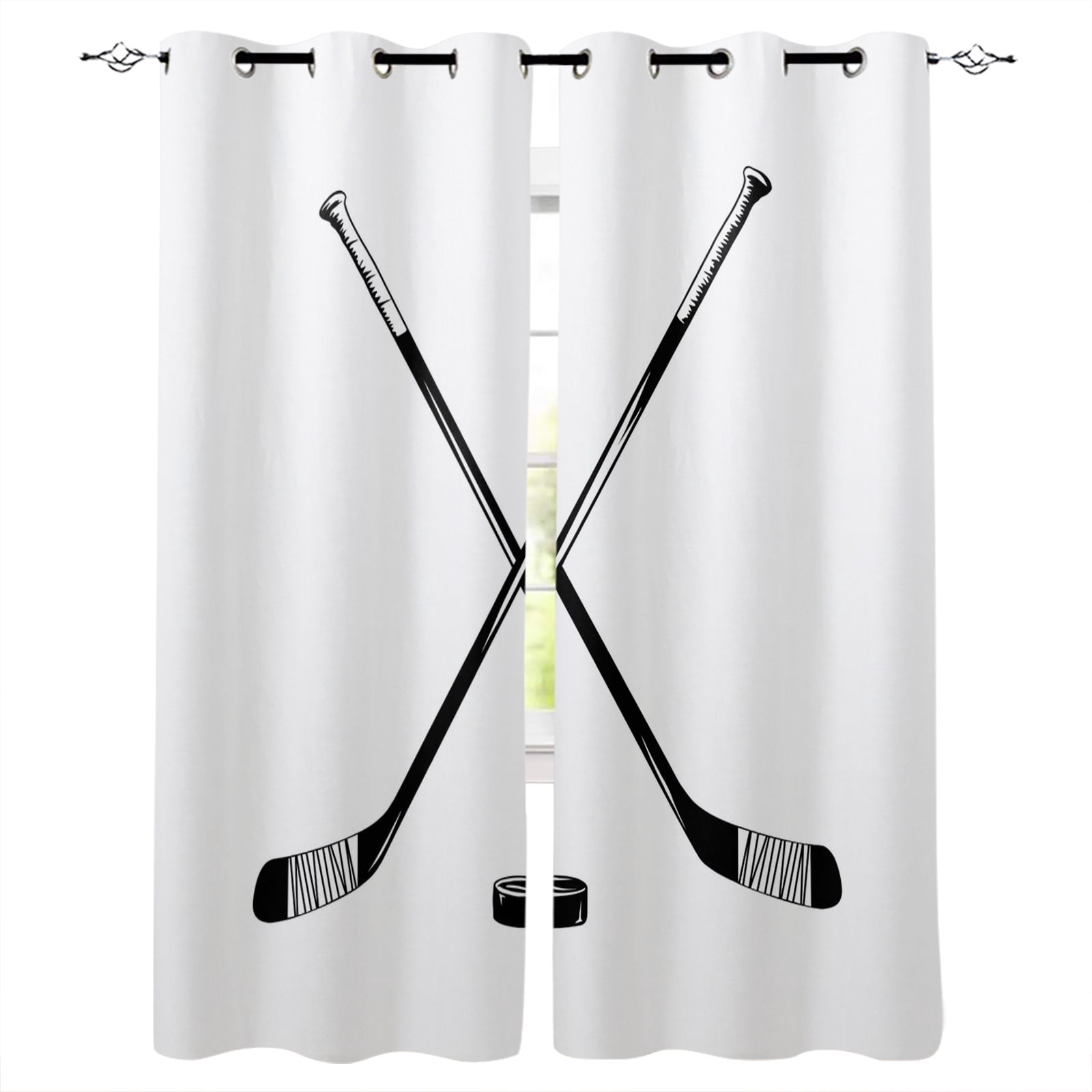 Insulating Ice Blackout Curtains for Bedroom,Ice Hockey Thermal Insulated Black Out ...