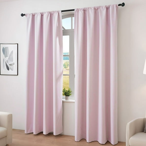 Blackout Curtains for Bedroom & Kitchen | Scandinavian Solid Color Window Drapes | Complete Light Blocking | Easy Installation | 2 Panels | Enhances Sleep Quality