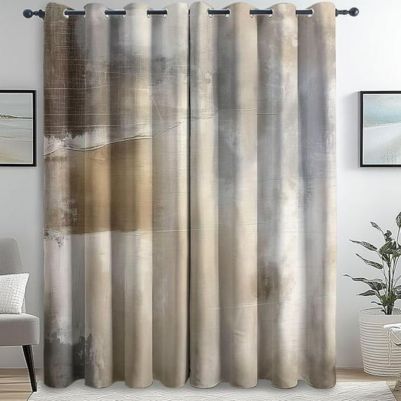 Blackout Curtains For Bedroom/Living Room, Noise Reducing Thermal Insulated Wave Abstract Art Camouflage Print Drapes For Patio Sliding Glass Door 42"W x 63"L (Pack of 2)