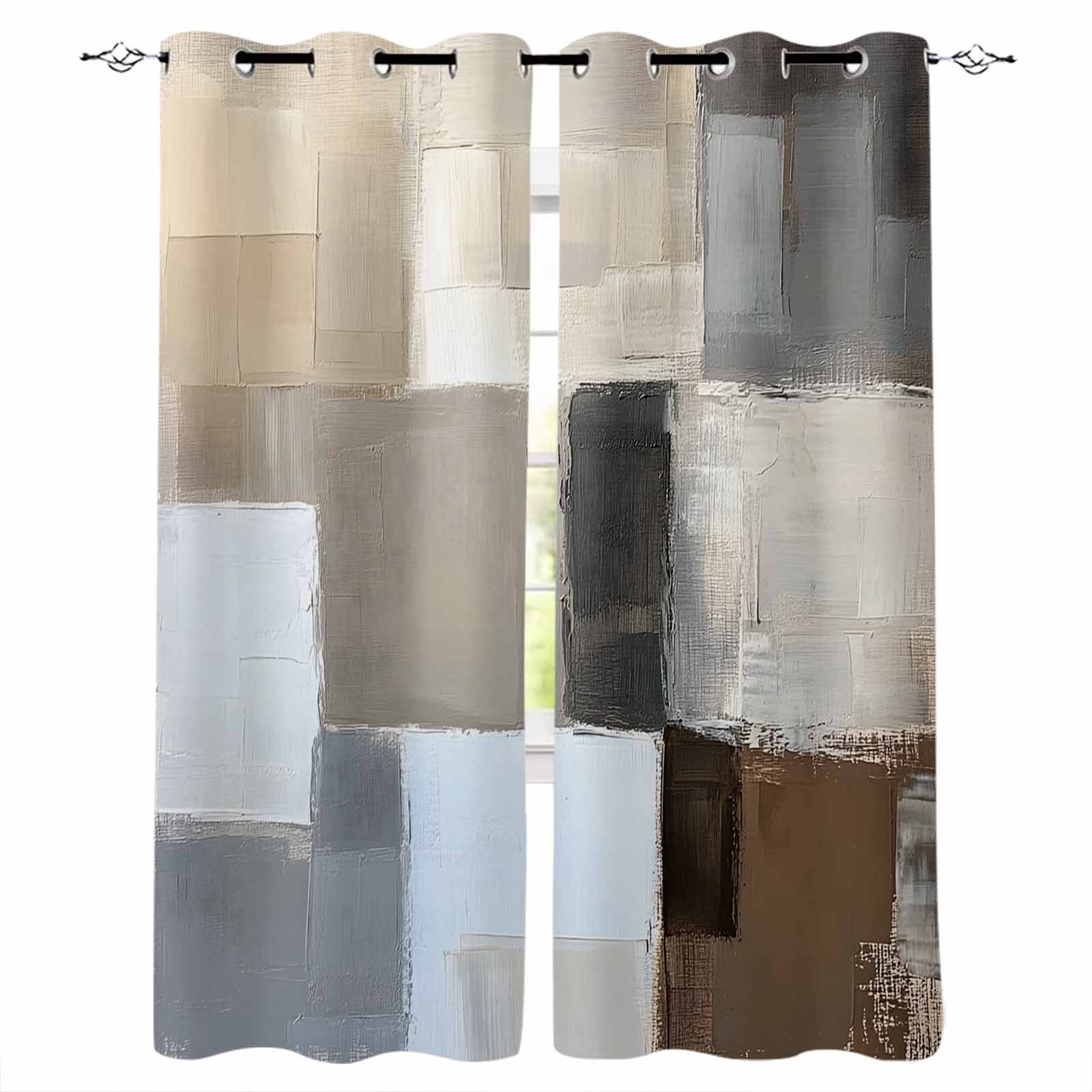 Blackout Curtains for Bedroom, Modern Brown Beige Room Darkening Window ...