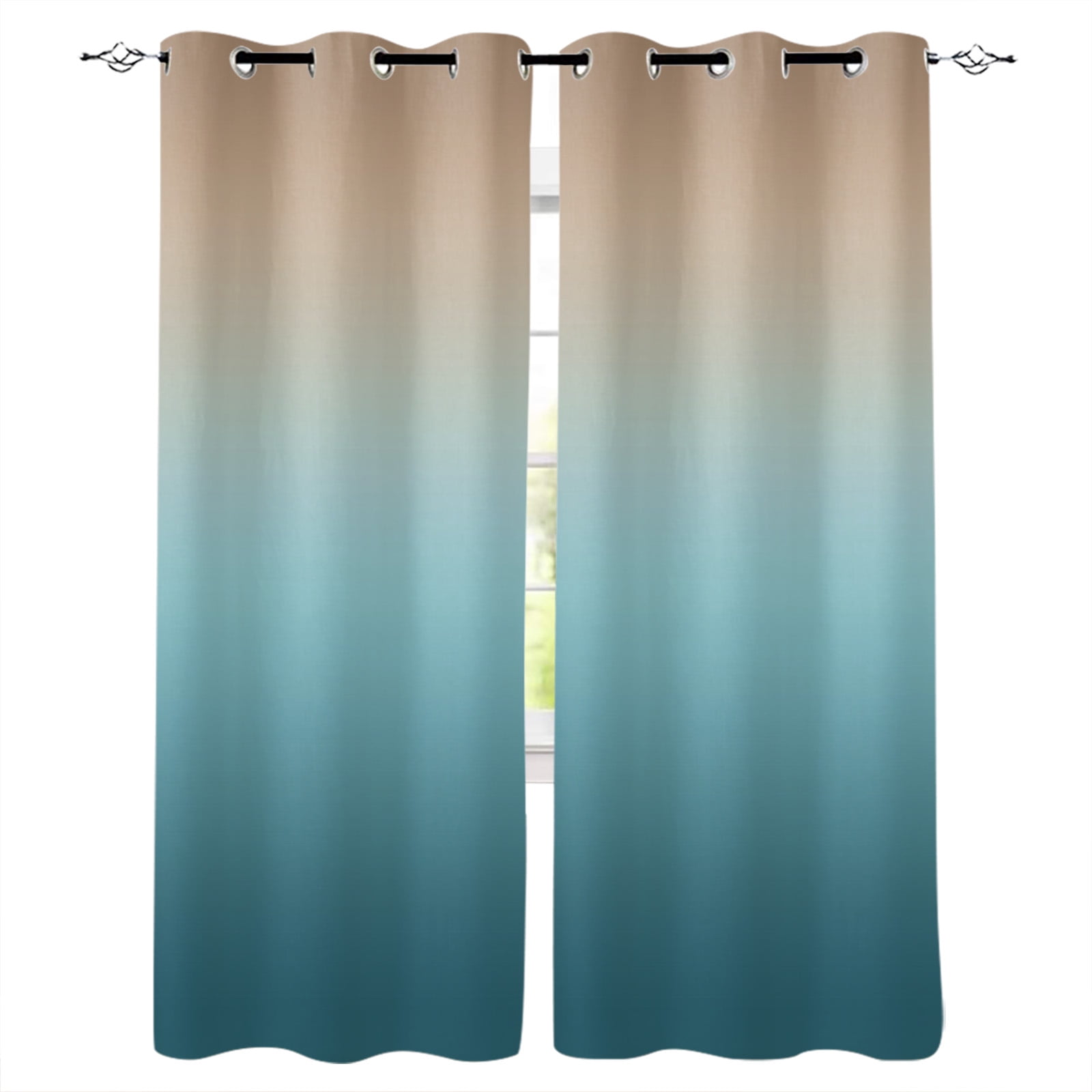 Blackout Curtains for Bedroom, Navy Blue Brown Ombre Room Darkening ...