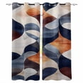 thumbnail image 1 of Blackout Curtains for Bedroom, Navy Blue Burnt Orange Room Darkening Window Drapes for Living Room, Retro Geometric Abstract Thermal Insulated Grommet Curtains, 52x90 inch, 2 Panels, 1 of 9