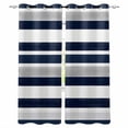 thumbnail image 1 of Blackout Curtains for Bedroom, Navy Blue White Striped Room Darkening Window Drapes for Living Room, Grey Farmhouse Stripe Abstract Art Thermal Insulated Grommet Curtains, 52x90 inch, 2 Panels, 1 of 9