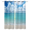thumbnail image 1 of Blackout Curtains for Bedroom, Ocean Blue Room Darkening Window Drapes for Living Room, Beach Nature Coast Sea Shore Sky Seawater Thermal Insulated Grommet Curtains, 52x45 inch, 2 Panels, 1 of 9