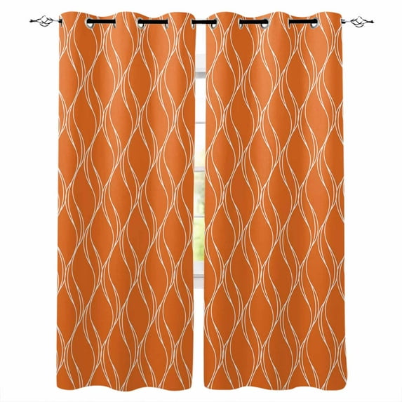 Blackout Curtains for Bedroom, Orange Stripes Room Darkening Window Drapes for Living Room, Simple Geometric Modern Monochrome Thermal Insulated Grommet Curtains, 42x63 inch, 2 Panels