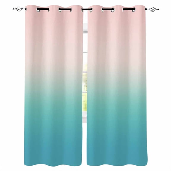 Blackout Curtains for Bedroom, Pink Teal Ombre Room Darkening Window Drapes for Living Room, Modern Abstract Art Gradient Aesthetics Thermal Insulated Grommet Curtains, 42x63 inch, 2 Panels