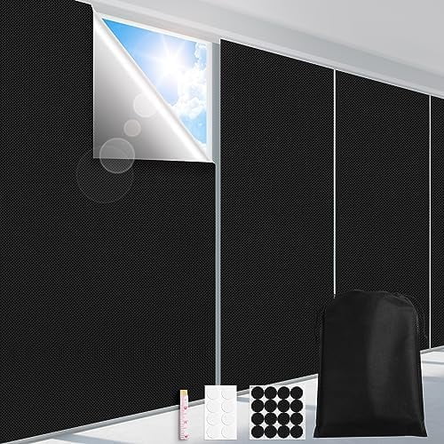 Blackout Curtains for Bedroom, Portable 100% Black Out Window Cover Film, Cuttable Blackout Shades Fabric Sheet, No Drill Window Blinds, Sun Heat Light Blocker for Travel Media Dorm, 57'' W
