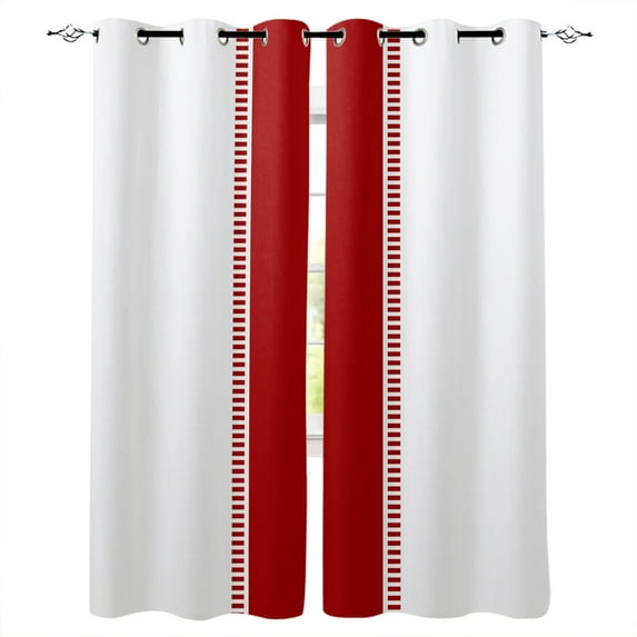 Blackout Curtains for Bedroom, Red Solid Color Texture Room Darkening Window Drapes for Living Room, Simple Red Stripes Thermal Insulated Grommet Curtains, 42x45 inch, 2 Panels