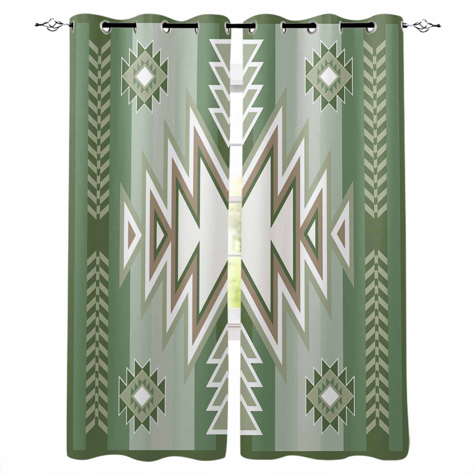 Blackout Curtains for Bedroom, Sage Green Boho Room Darkening Window ...