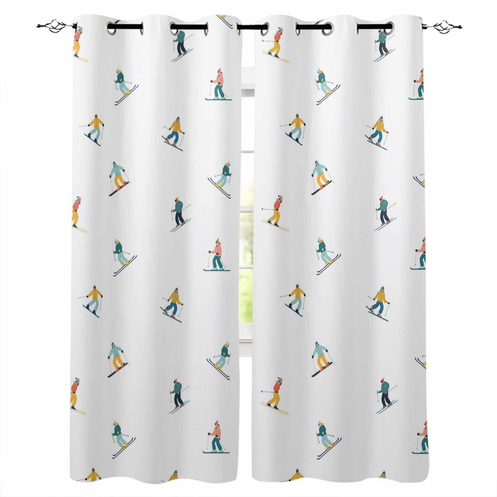 Blackout Curtains for Bedroom, Skiing Room Darkening Window Drapes for ...