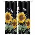 thumbnail image 1 of Blackout Curtains for Bedroom, Sunflowers Room Darkening Window Drapes for Living Room, Botanical Watercolor Butterfly Plant Thermal Insulated Grommet Curtains, 52x45 inch, 2 Panels, 1 of 9