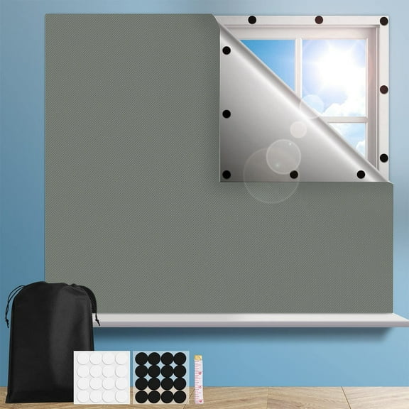 Blackout Curtains for Bedroom, Temporary Blackout Shades for Windows, Portable Black Out Blinds Screen with Loop & Hook, for Baby Nursery Travel RV, White, 39" W x 79" L