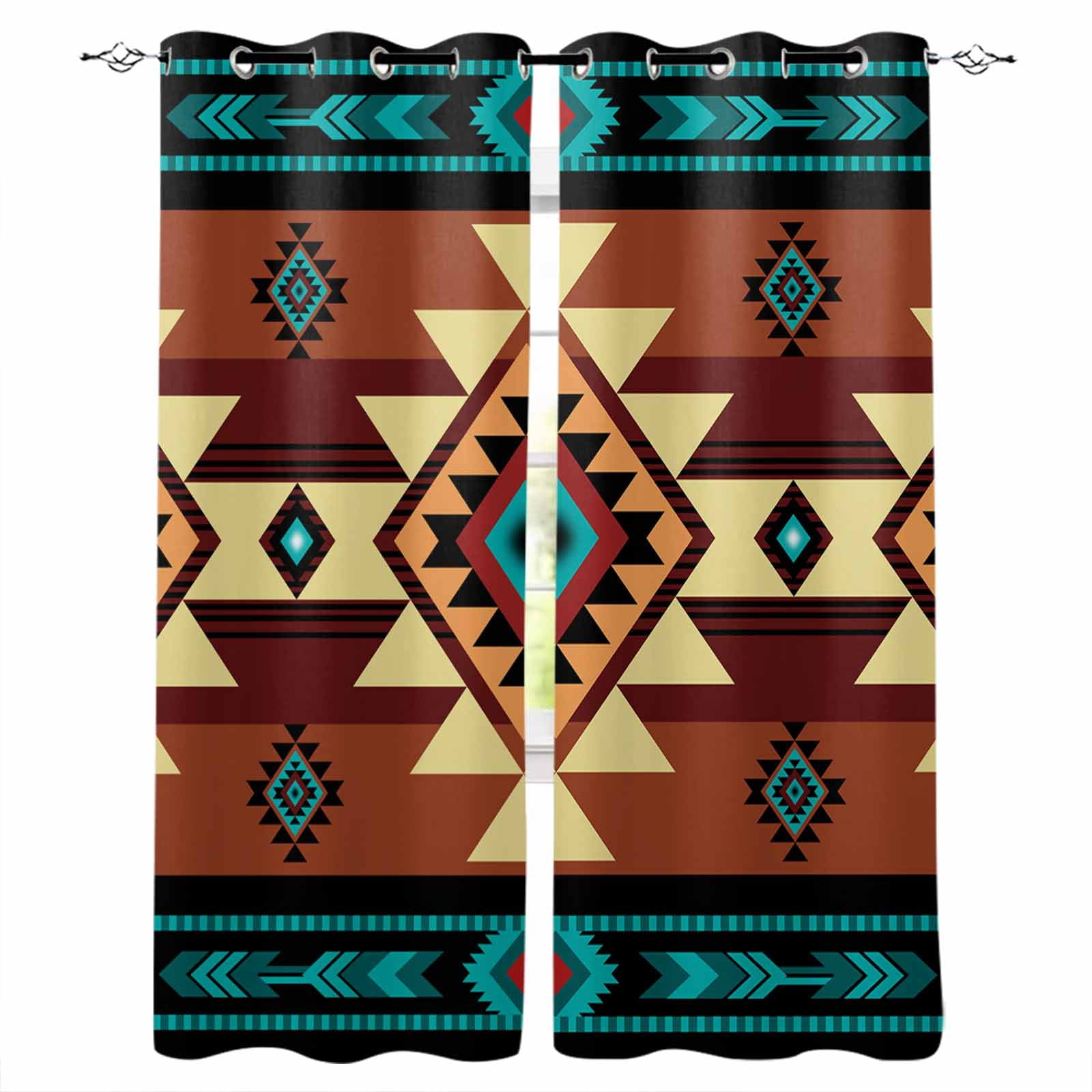 Blackout Curtains for Bedroom, Turquoise Red Room Darkening Window ...