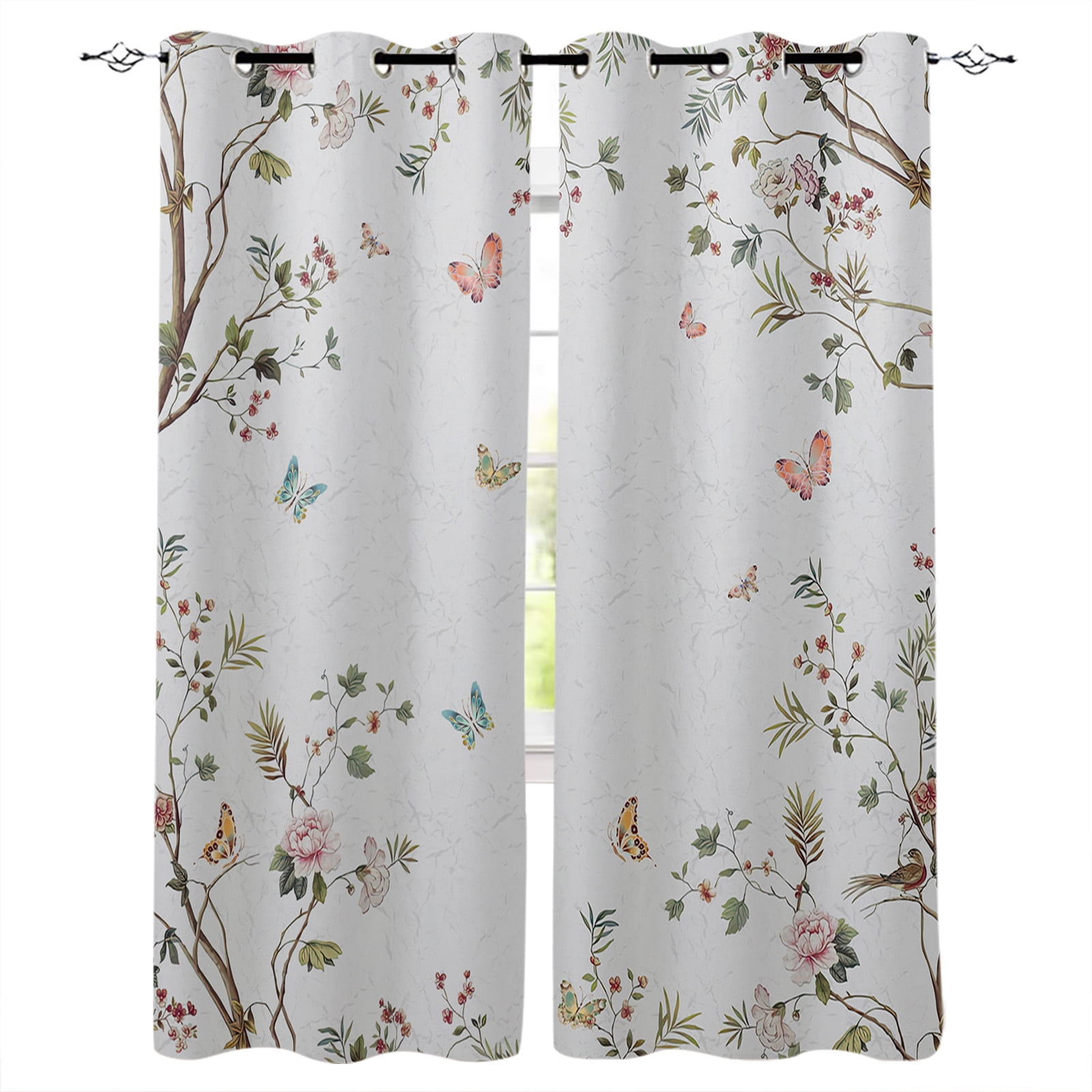 Blackout Curtains for Bedroom, Vintage Botanical Room Darkening Window ...