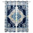 thumbnail image 1 of Blackout Curtains for Bedroom, Vintage Ethnic Room Darkening Window Drapes for Living Room, Boho Tribes Modern Blue Middle Century Thermal Insulated Grommet Curtains, 42x63 inch, 2 Panels, 1 of 9