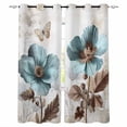 thumbnail image 1 of Blackout Curtains for Bedroom, Vintage Flowers Room Darkening Window Drapes for Living Room, Teal Blue Floral Nature Butterfly Thermal Insulated Grommet Curtains, 42x84 inch, 2 Panels, 1 of 9