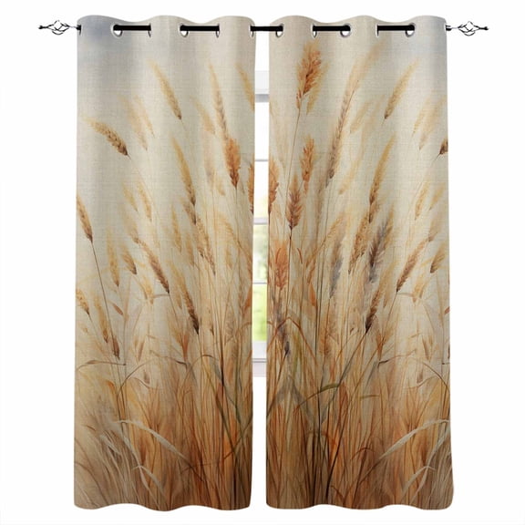 Blackout Curtains for Bedroom, Wild Plant, Room Darkening Window Drapes for Living Room, Vintage Botanical Leaves Yellow Thermal Insulated Grommet Curtains, 52x96 inch, 2 Panels