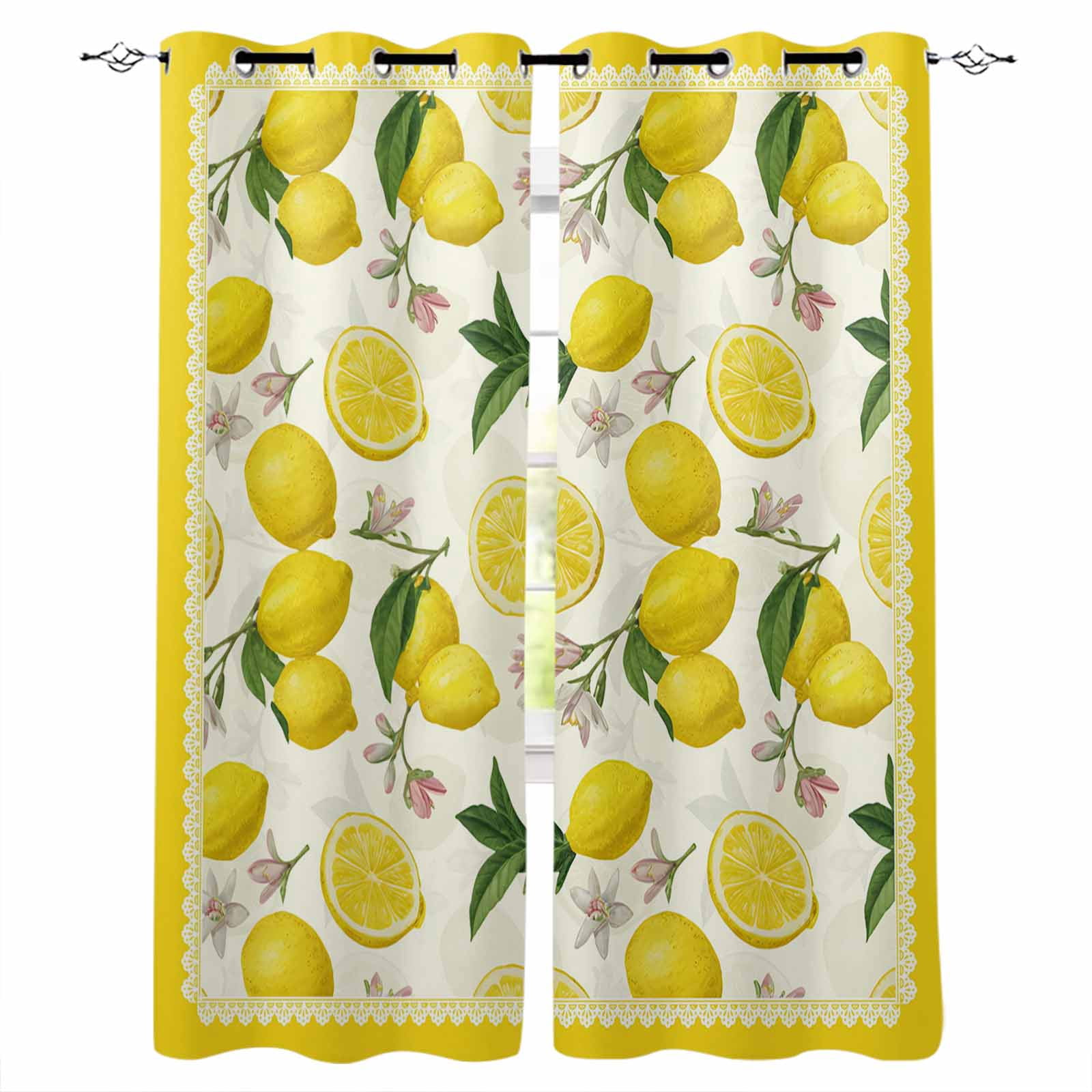 Blackout Curtains for Bedroom, Yellow Summer Lemon Room Darkening ...